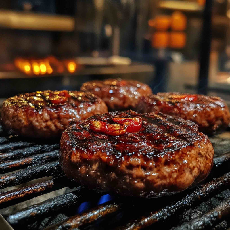 Cooked Flame Broiled Beef Burger Patties - 1