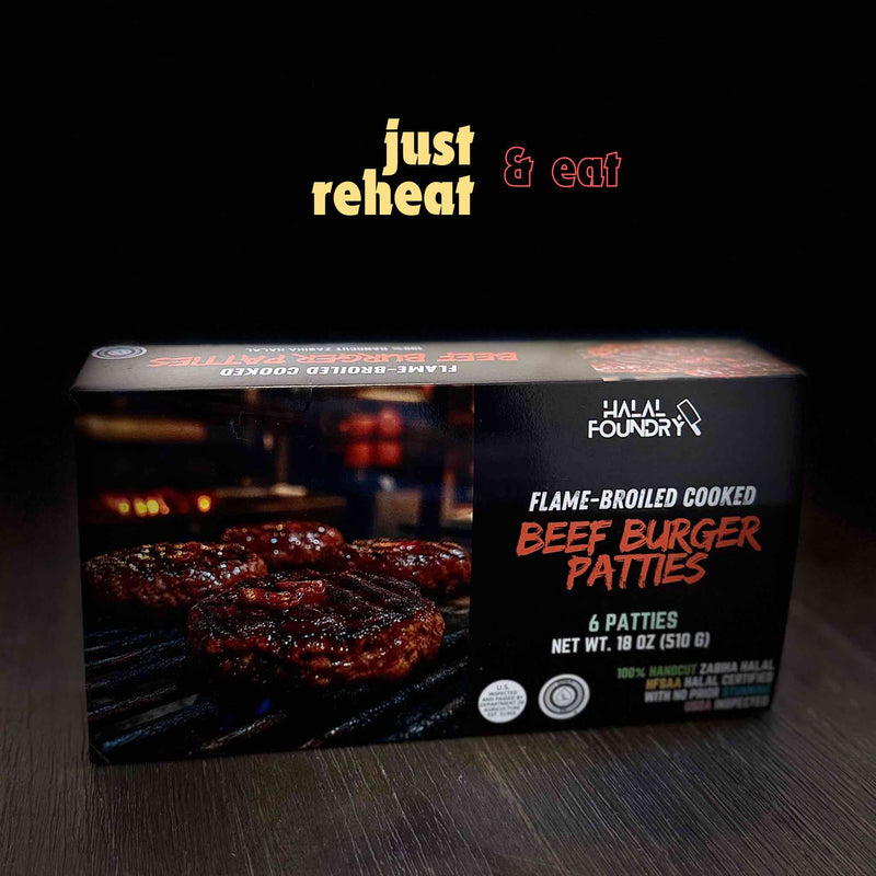 Cooked Flame Broiled Beef Burger Patties - 2
