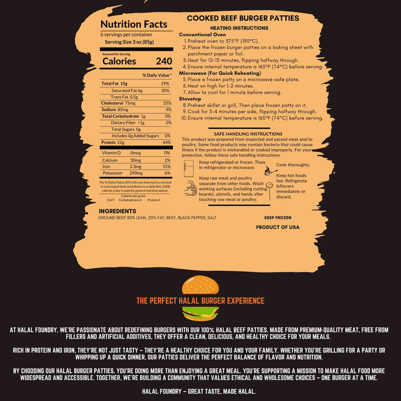 Cooked Flame Broiled Beef Burger Patties - 3