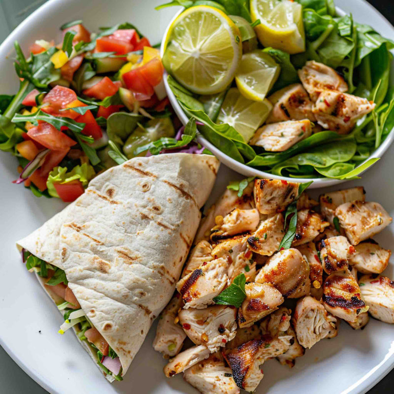 Halal Chicken Tenders Wraps and Salad