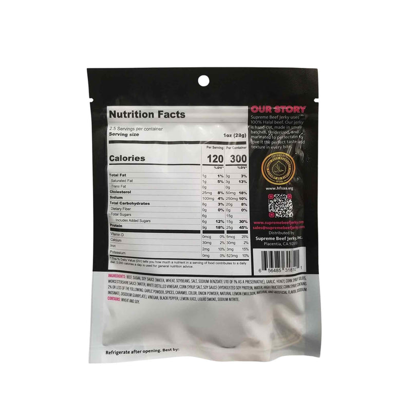 Halal Jerky Sweet Garlic Flavor Nutrition Facts
