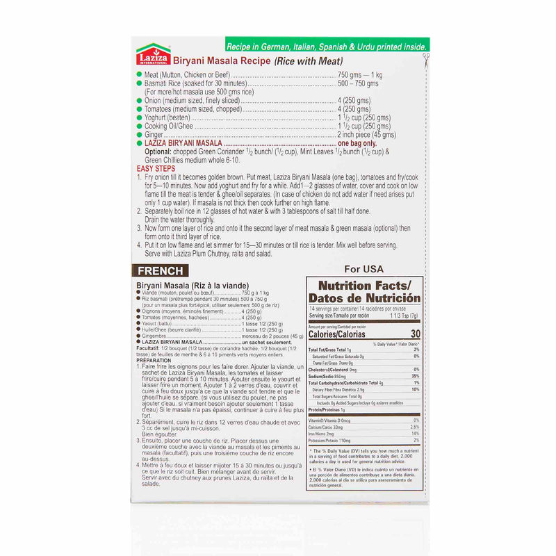 Laziza Zafrani Bombay Biryani Recipe Mix