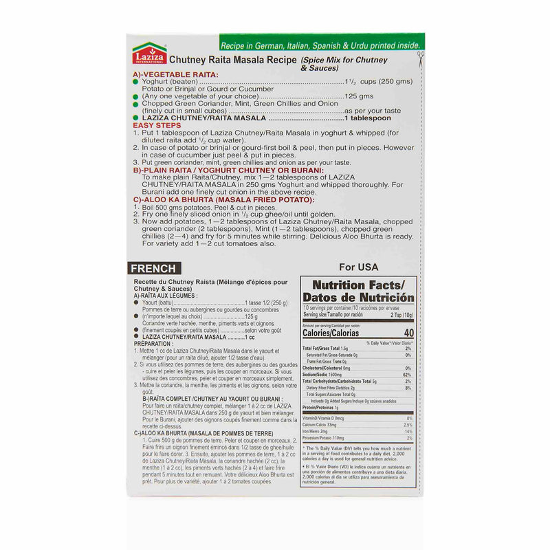 Laziza Chutney Raita Recipe Mix - Directions
