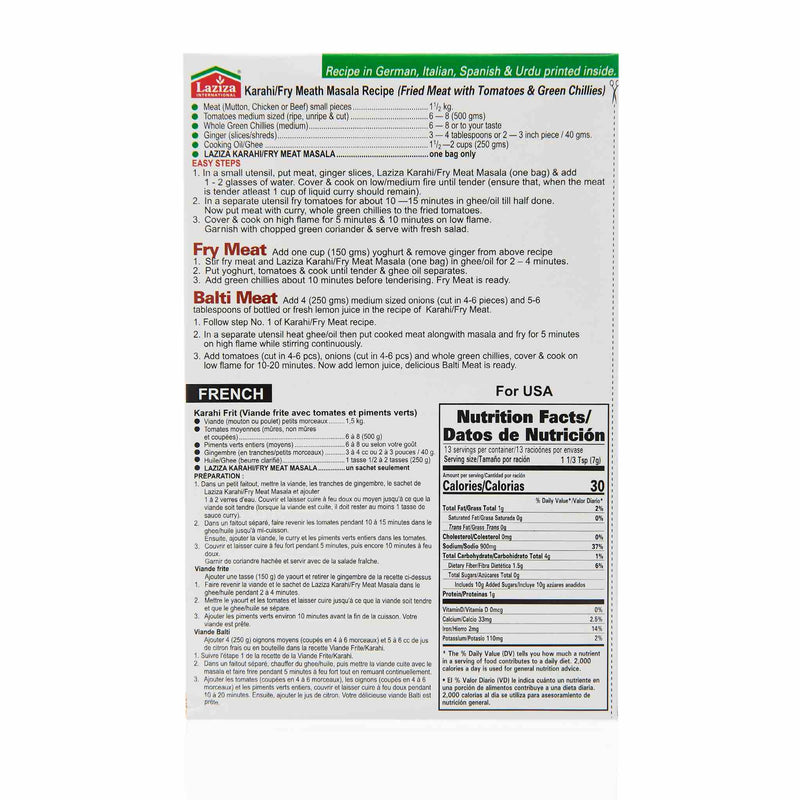 Laziza Karahi Recipe Mix - Directions