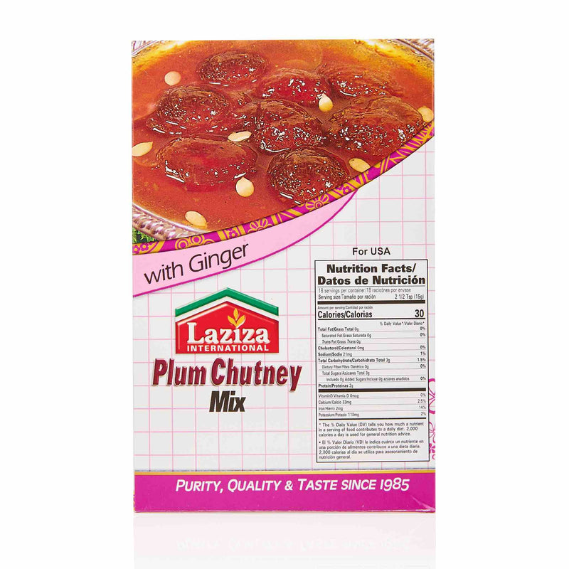 Laziza Plum Chutney Recipe Mix - Back