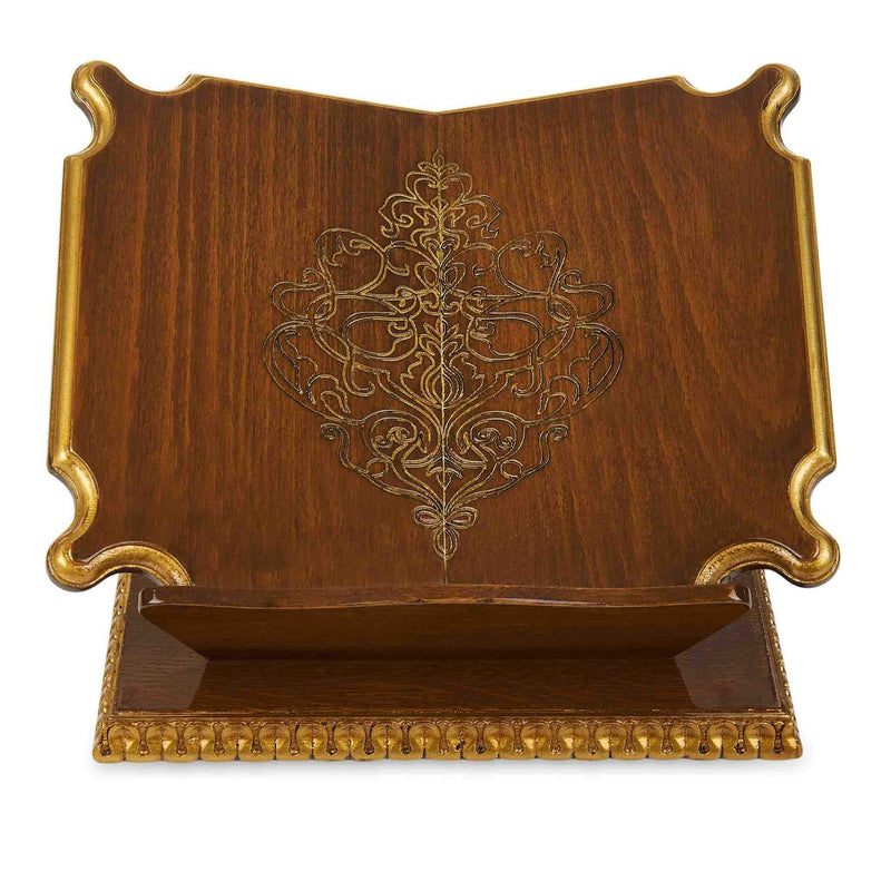 Premium Book Stand and Rehal in Golden Walnut - Front