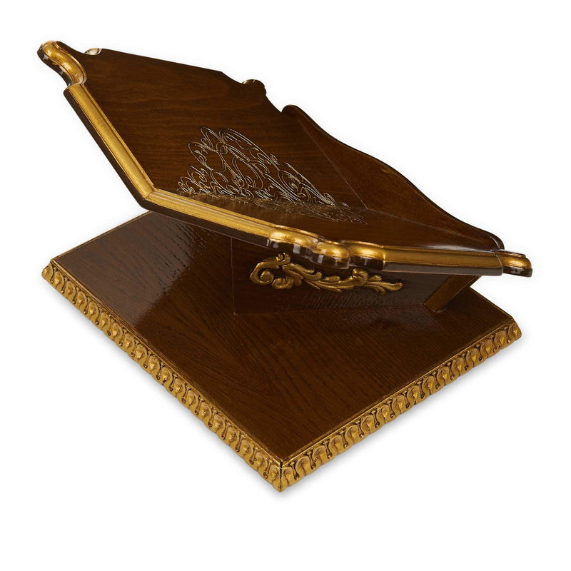 Premium Book Stand and Rehal in Golden Walnut - Back