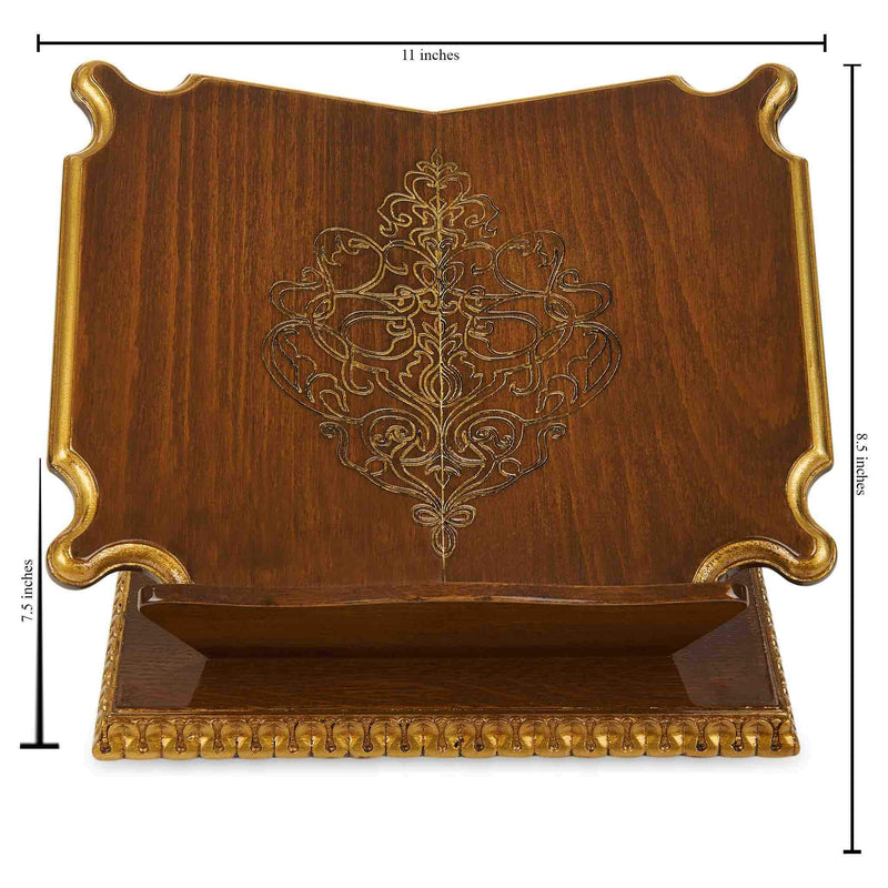 Premium Book Stand and Rehal in Golden Walnut - Dimension