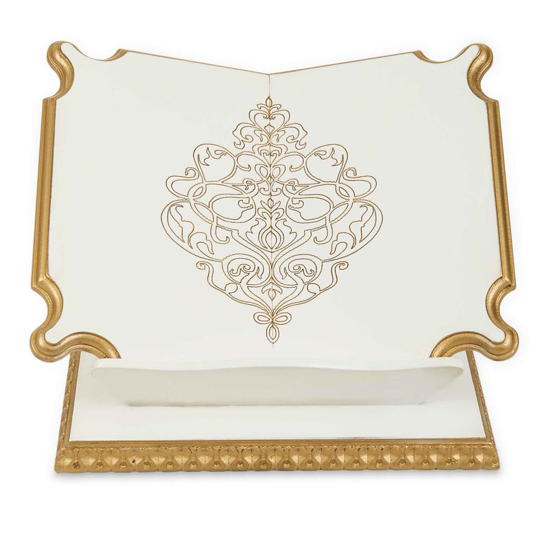 Premium Book Stand and Rehal in Golden White - Front