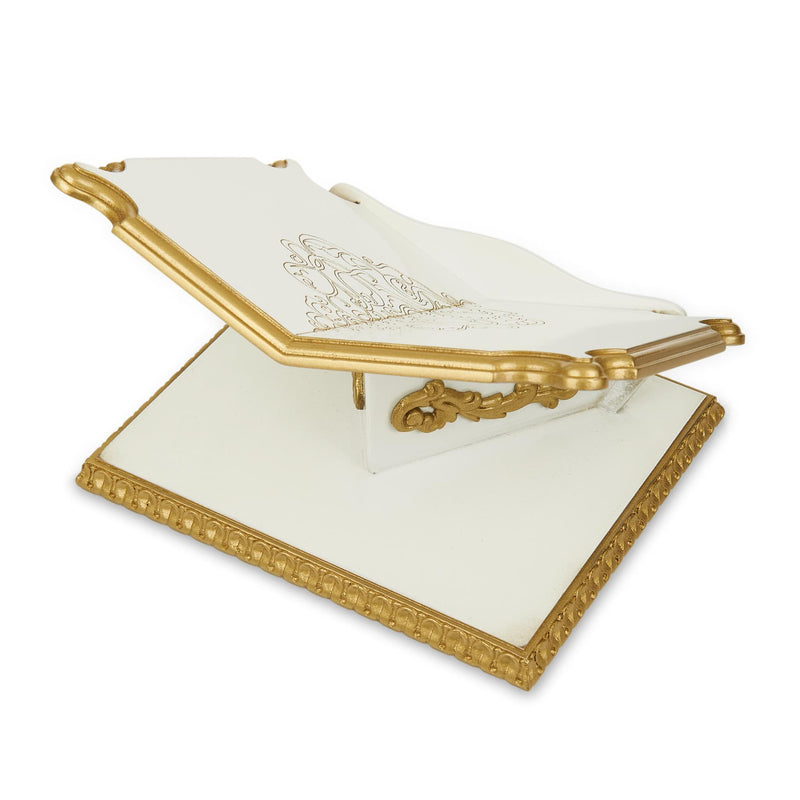 Premium Book Stand and Rehal in Golden White - Back