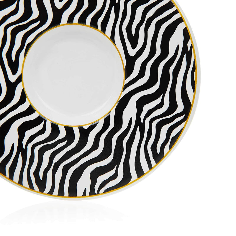 Black Zebra Striped Turkish Coffee Set - Saucer Detail