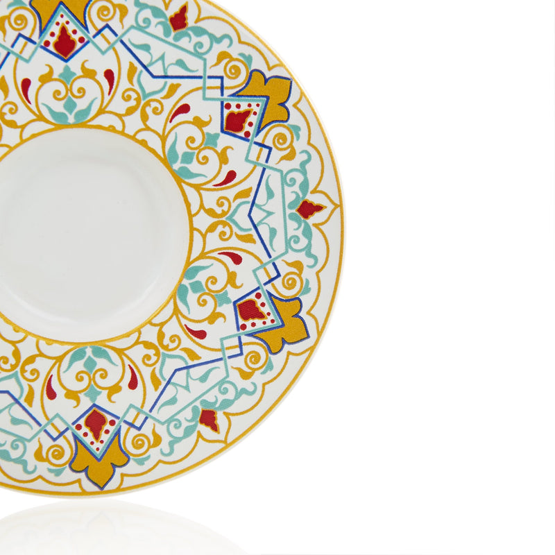 Yellow Floral Patterned Turkish Coffee Set