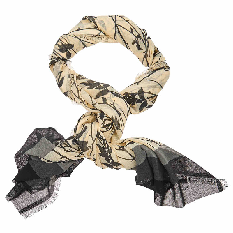 Floral Hijab in Grey and Tan