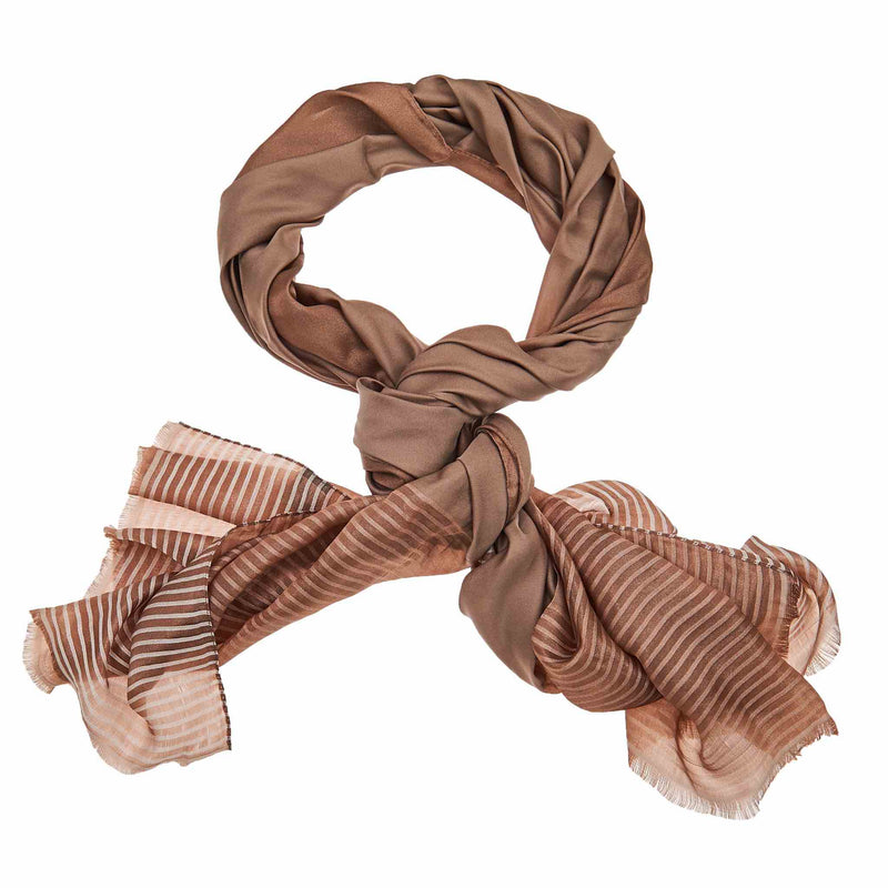 Silk Striped Hijab in Brown