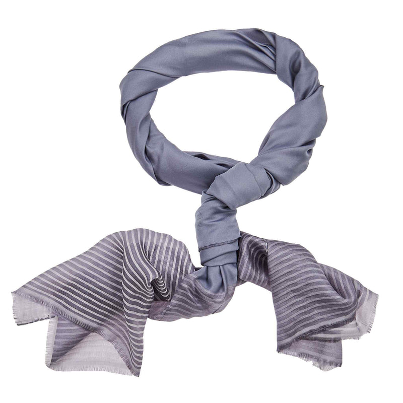 Silk Striped Hijab in Rock Grey
