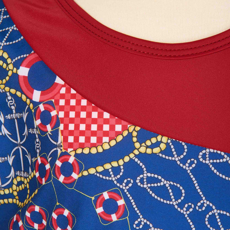 Red Pattered Girls Burkini Swimwear