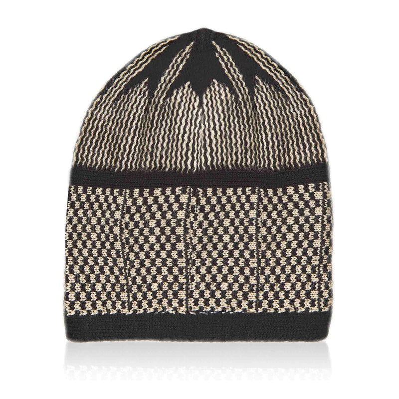 Black White Knitted Kufi Cap - Folded