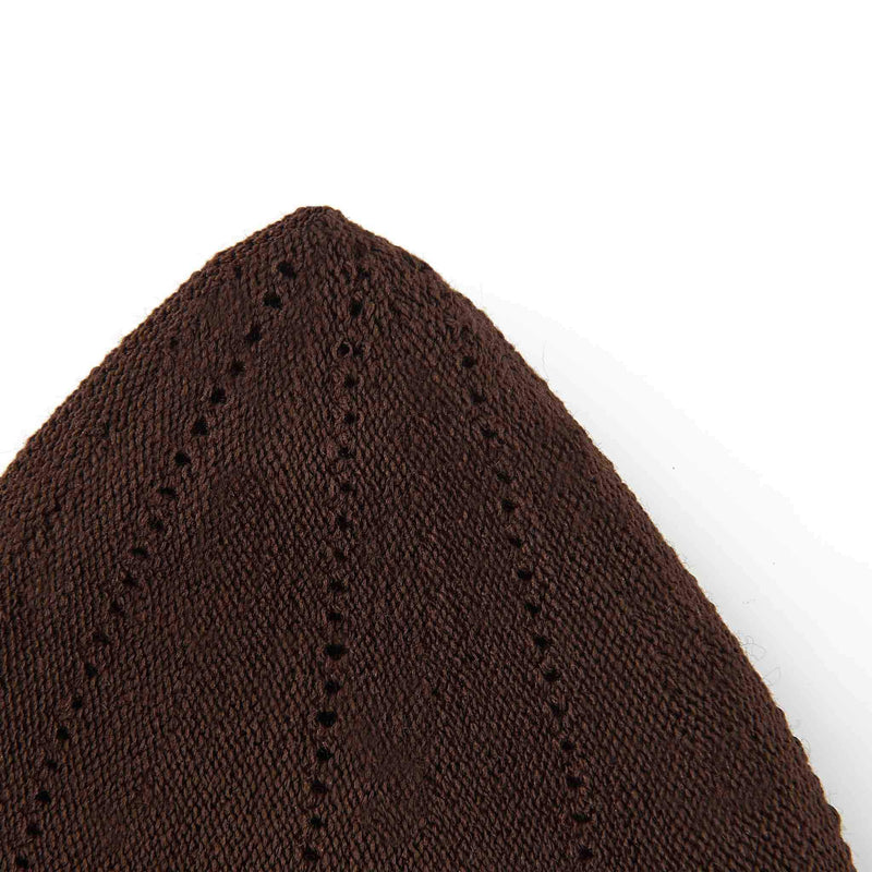 Classic Brown Knitted Kufi Cap Full Size - Detail