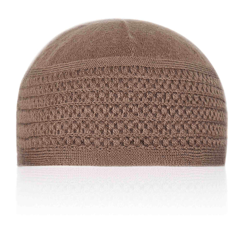 Brown Patterned Kufi Cap - Front