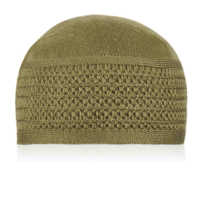 Green Stripped Kufi Cap - Front