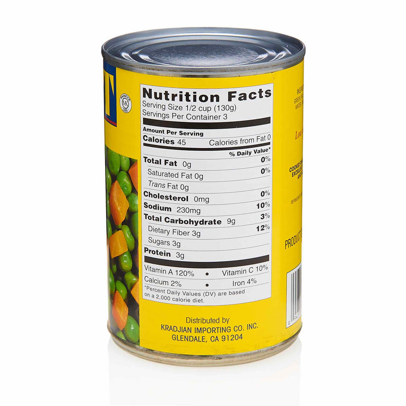 MidEast Canned Peas & Carrots - Ingredients