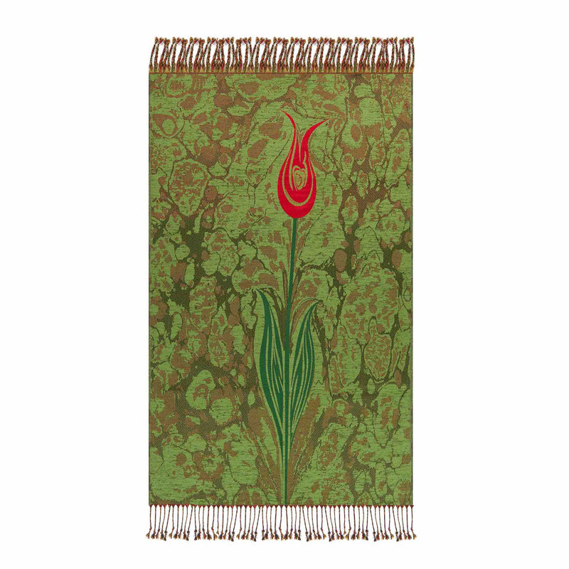 Floral Payer Rug in Bottle Green Color - Front