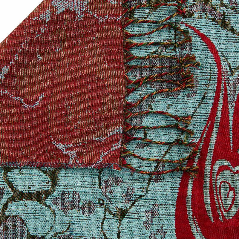 Floral Payer Rug in Teal Color - Back