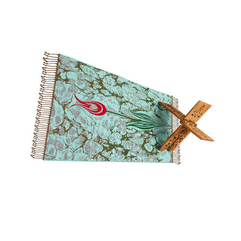 Floral Payer Rug in Teal Color - Rahle