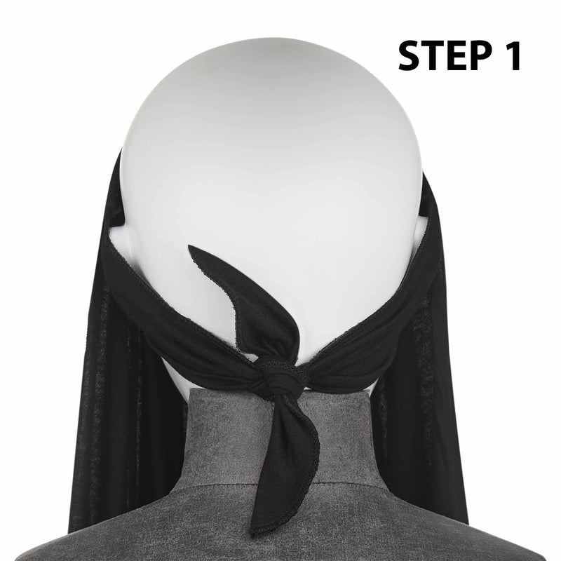 Black Ready to Wear Hijab - 3 Stripped