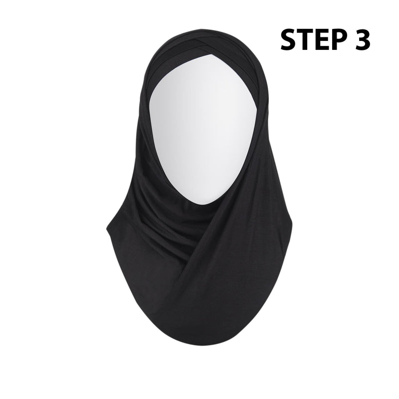 Black Ready to Wear Hijab - 3 Stripped