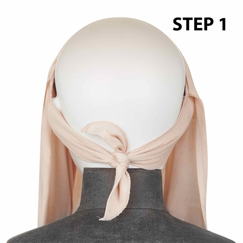Pale Pink Ready to Wear Hijab - 3 Stripped