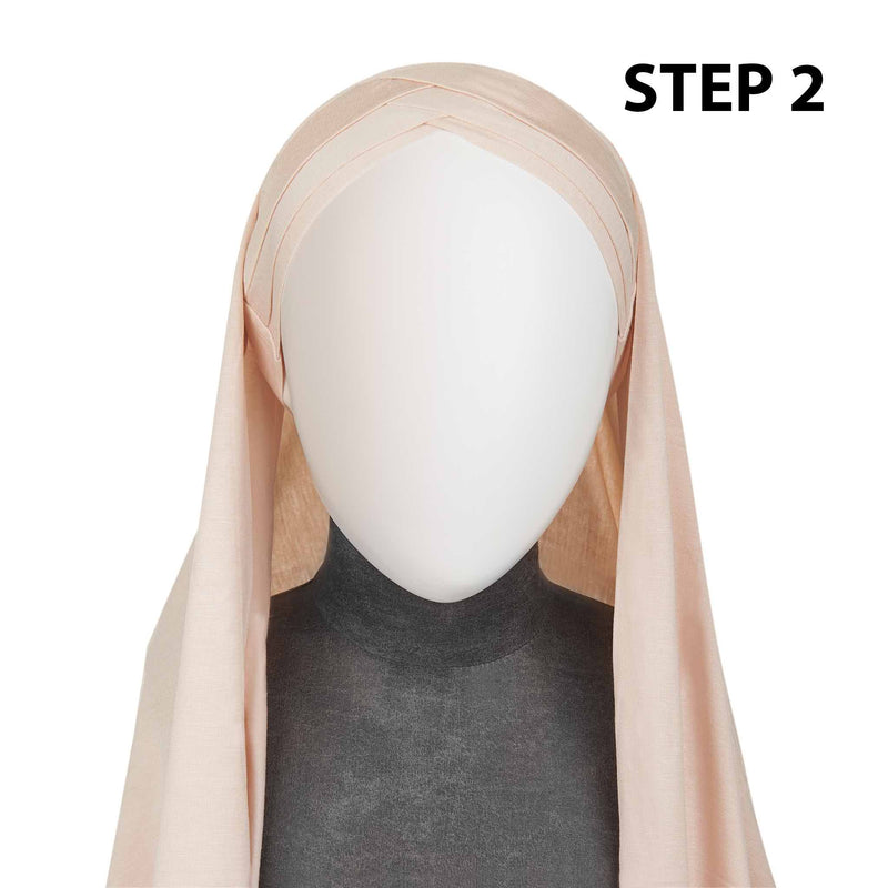 Pale Pink Ready to Wear Hijab - 3 Stripped