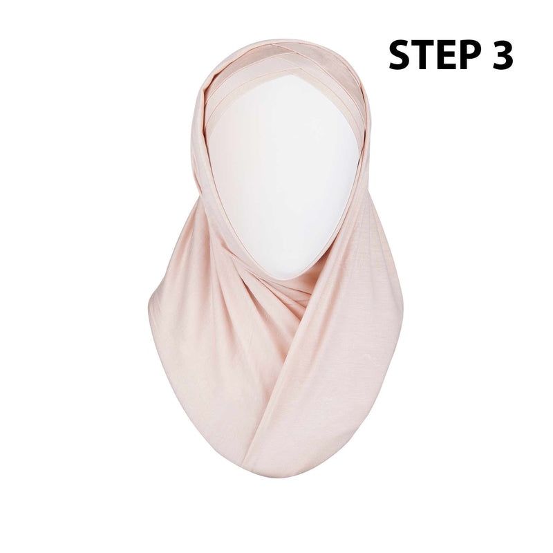 Pale Pink Ready to Wear Hijab - 3 Stripped