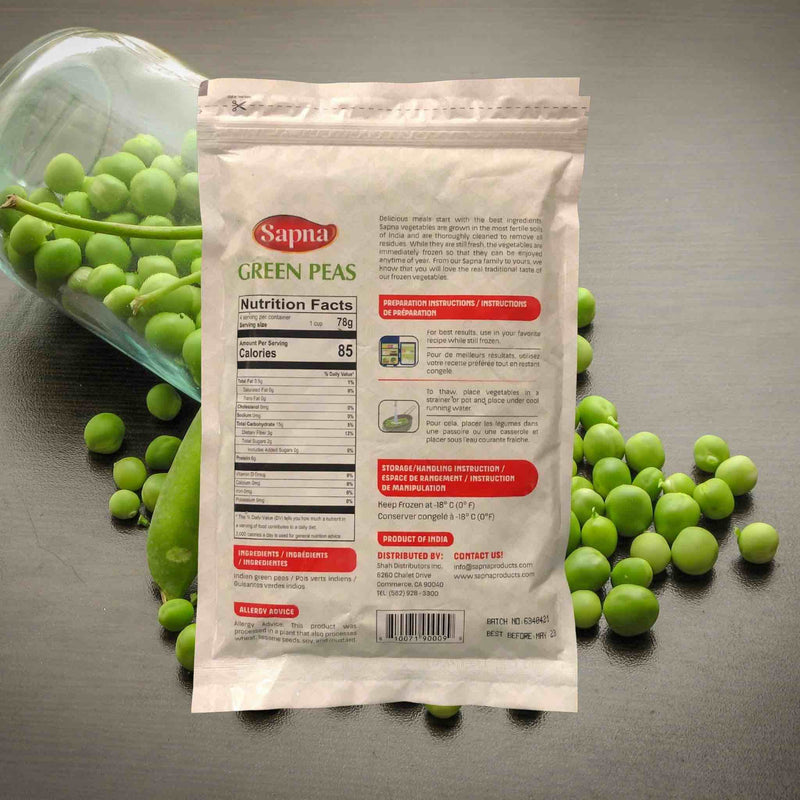 Sapna Frozen Vegetable Green Peas - Nutrition Facts