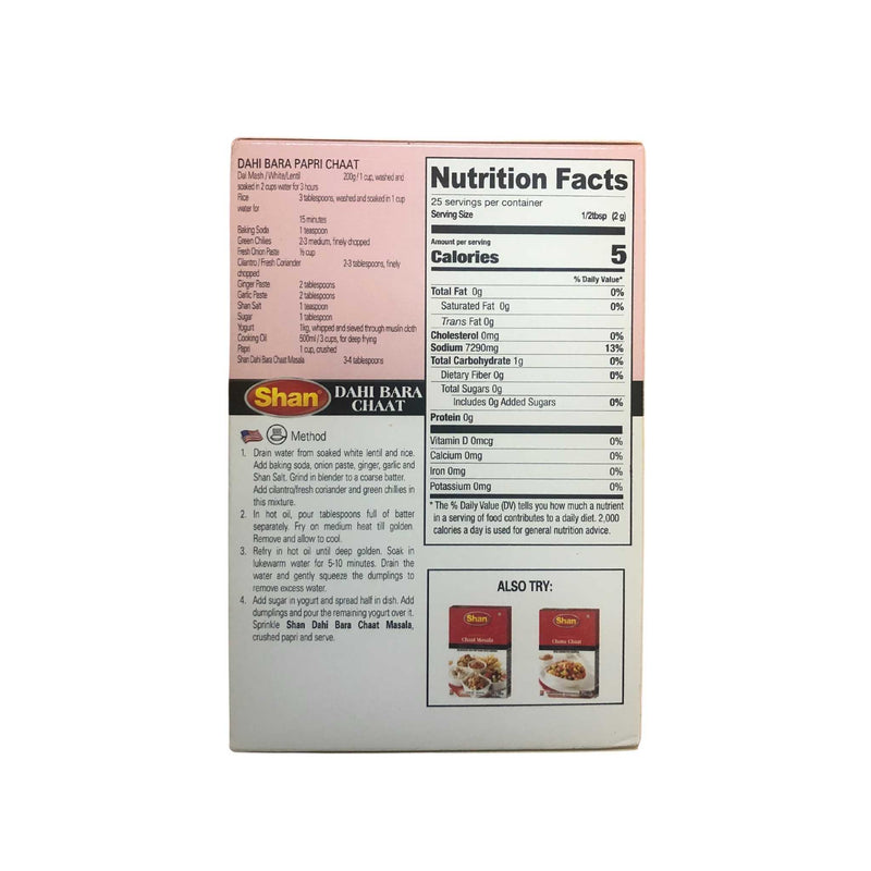 Shan Dahi Bara Chaat - Nutrition