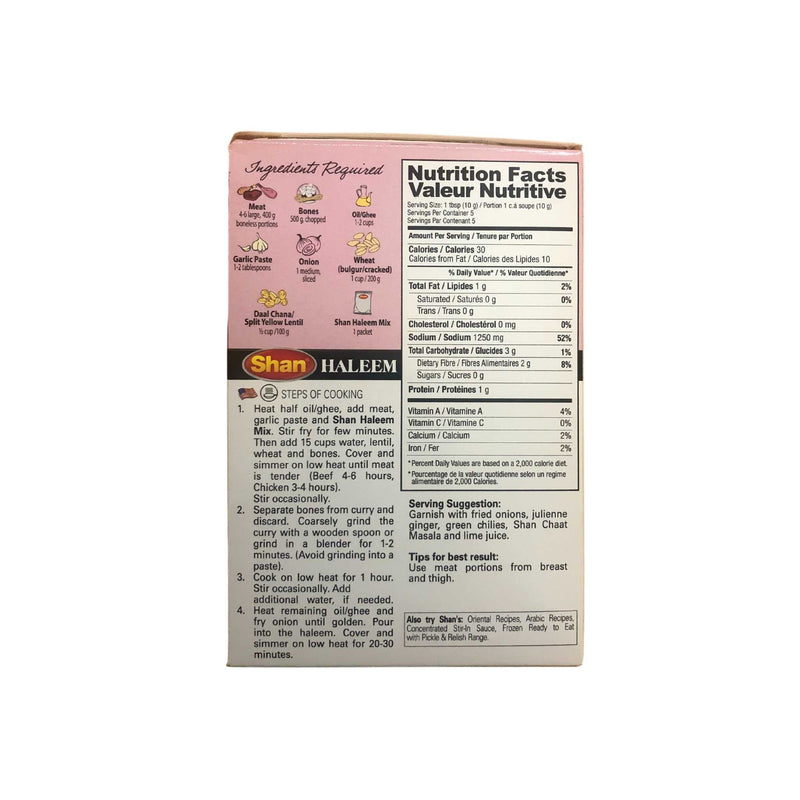Shan Haleem Recipe Mix - Nutrition