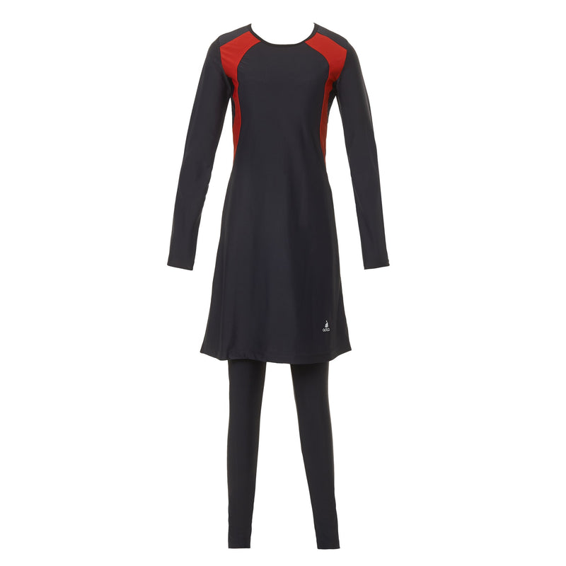 Black and Red Striped Burkini Swimwear - Ghost