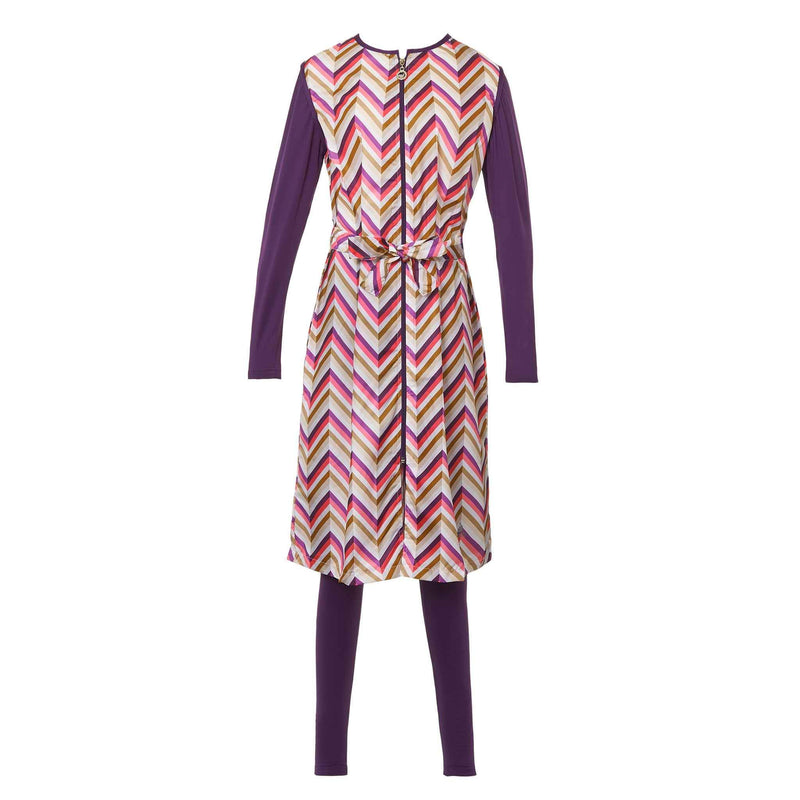 Purple Striped Burkini Swimwear - Ghost