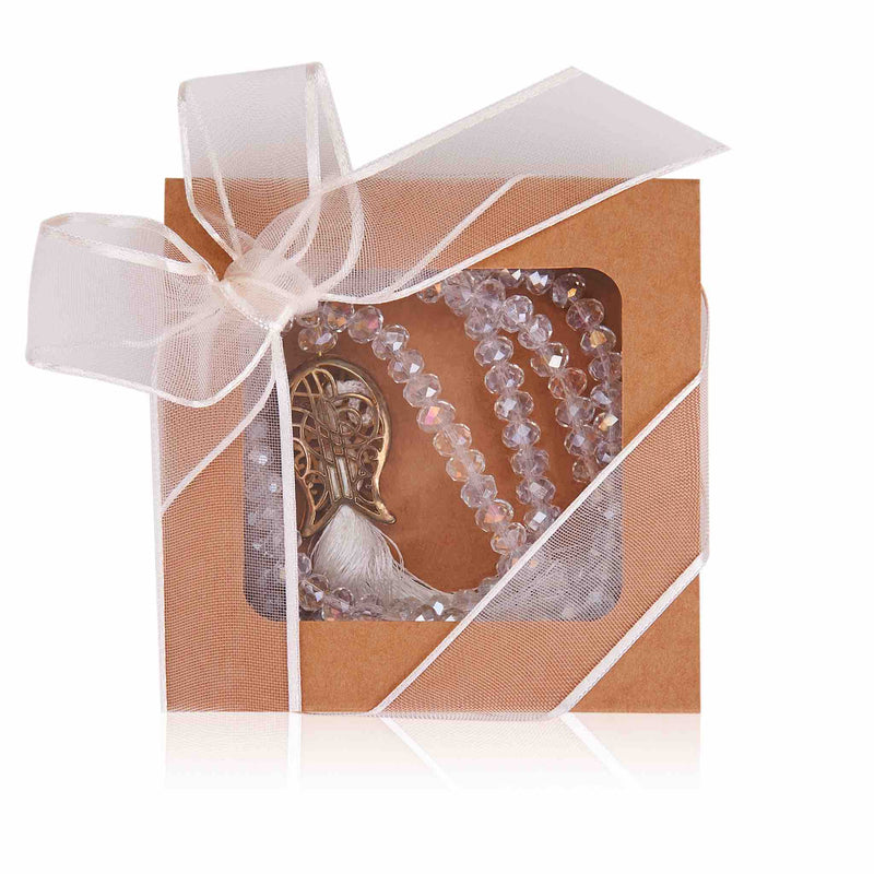 Pink Crystal Tulip-Embossed Tesbih