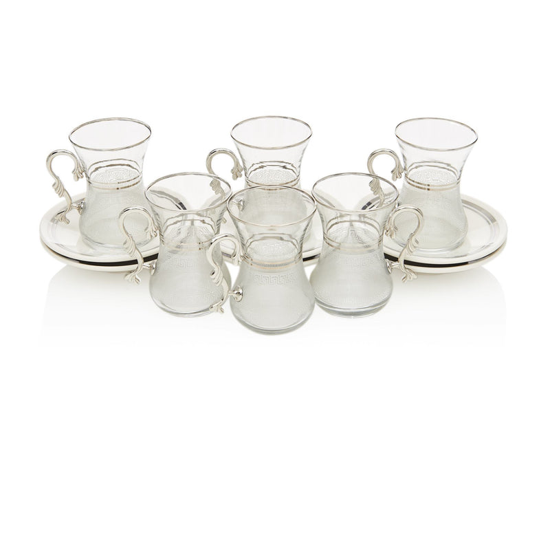 Silver Patterned Turkish Tea Set