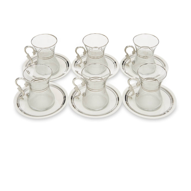 Silver Patterned Turkish Tea Set