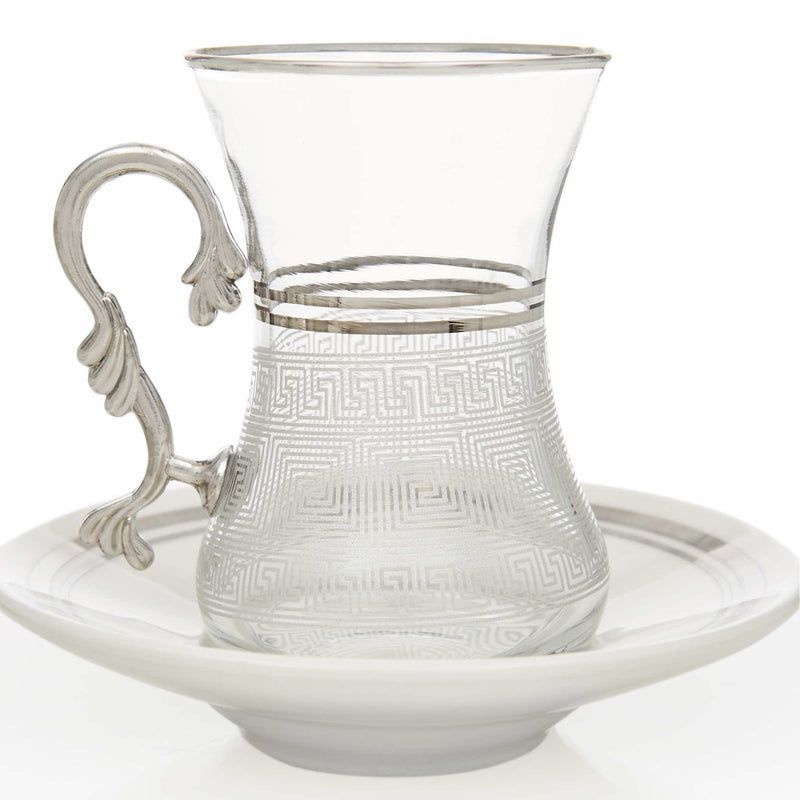 Silver Patterned Turkish Tea Set