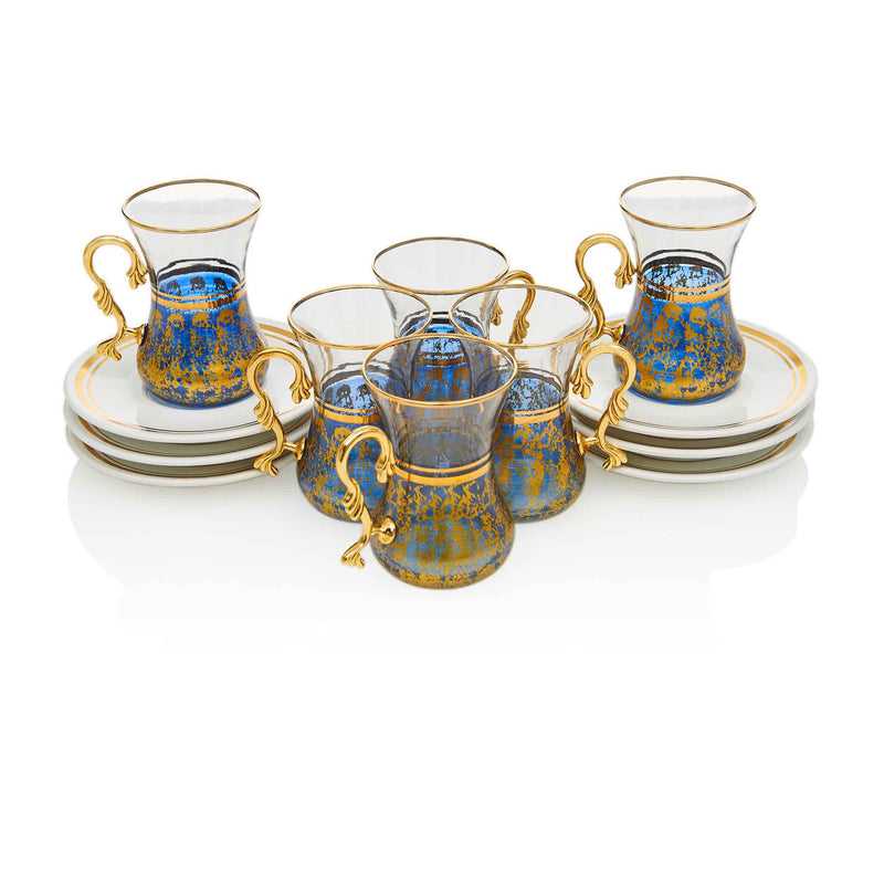 Vintage Blue Turkish Tea Set