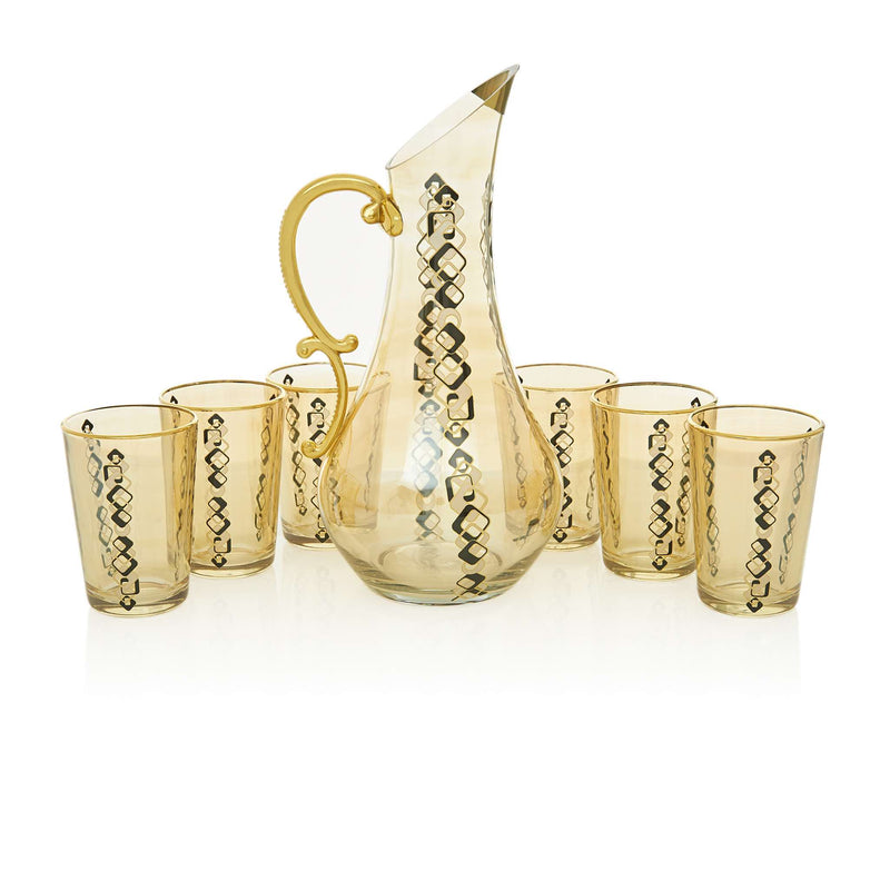 Black Square Patterened Drink Serving Set