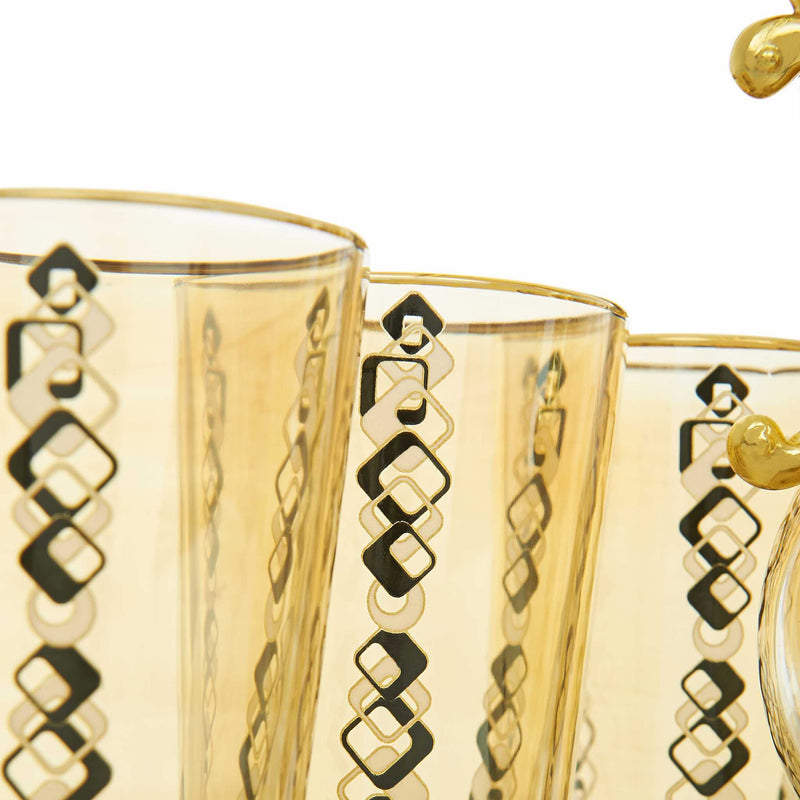 Black Square Patterened Drink Serving Set