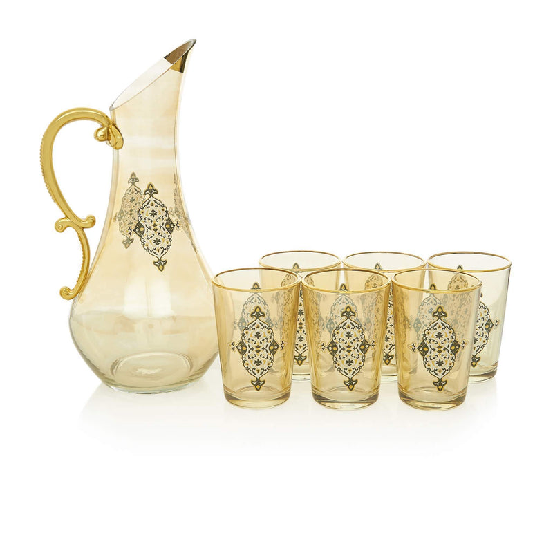 Black and Golden Filigree Water Serving Set - Front