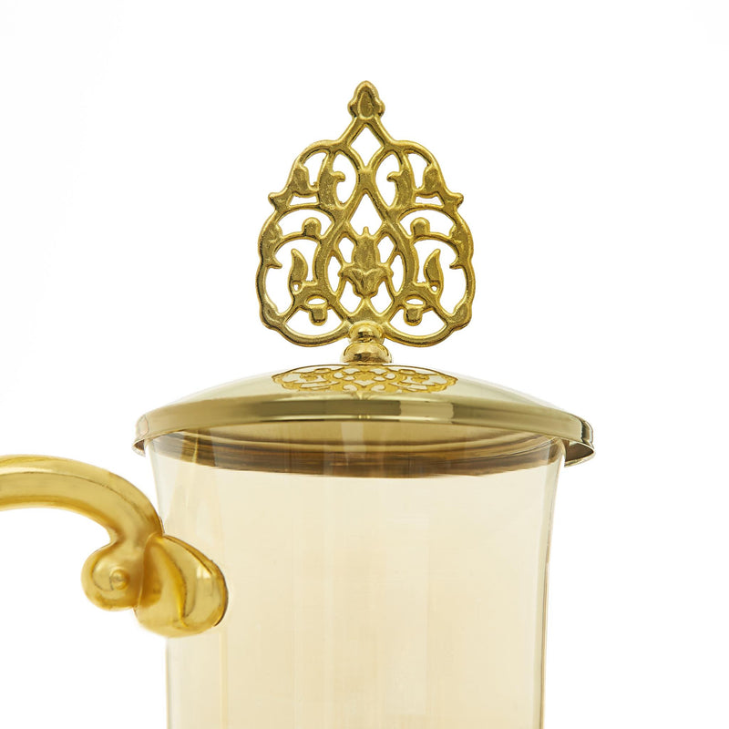 Gilded Golden Filigree Turkish Drink Serving Set with Lid