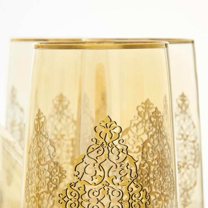 Gilded Golden Filigree Turkish Drink Serving Set with Lid