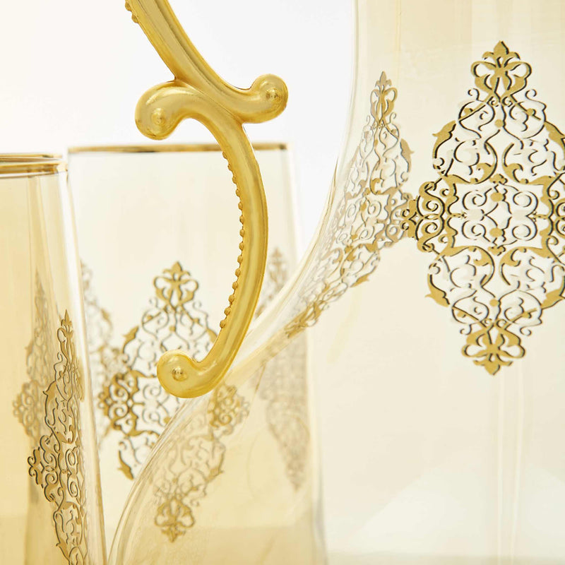 Gilded Golden Filigree Turkish Drink Serving Set with Lid