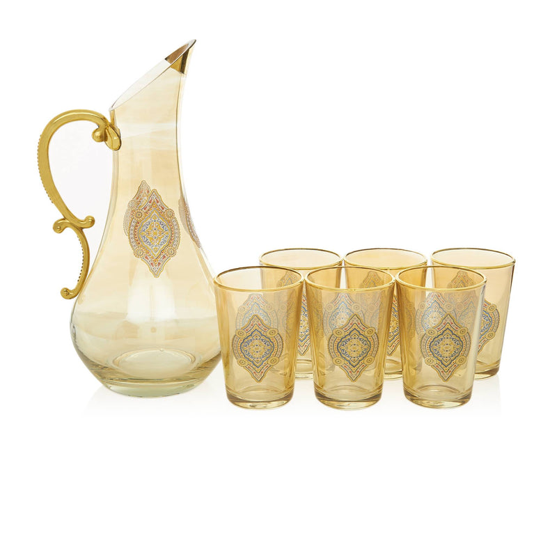 Gilded Red and Golden Filigree Turkish Drink Serving Set
